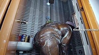 hottest big booty ebony takes bbc creampie in shower??