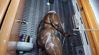 hottest big booty ebony takes bbc creampie in shower??