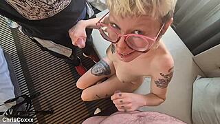 rosa greedily shares double blowjob in dorm