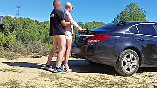 havin' sexy sex with hot blonde outdoors damn it's wild