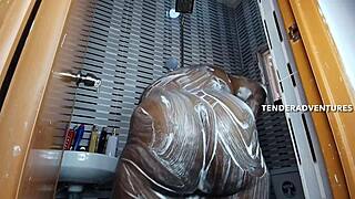 hottest big booty ebony takes bbc creampie in shower??