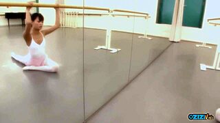 hey check out this sexy asian ballerina bitch fingering her big clit pussy to orgasm