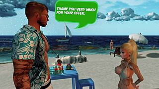 Beach babe's wet cunt ripped open for big tits pounding cum