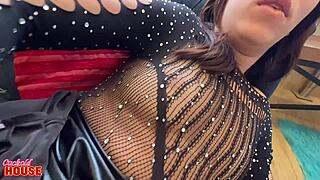 novinha fogosa masturbates to porn then fucks two guys hard