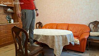 Light Bulb Fix Turns into Brunette Neighbor Sucking Monster Cock on Kitchen Desk