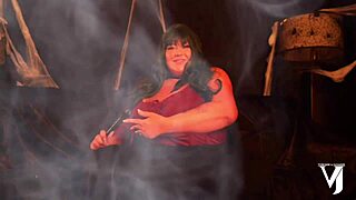 witchy halloween with brother love, big tits and monster cock cosplay