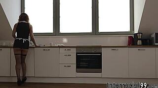 BBC fucks maid hard then blasts cumshot on stockings