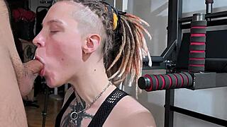 Workout with my girlfriend turns into rough doggystyle pounding 💦 Better than cardio! Her tight pussy grips that big cock