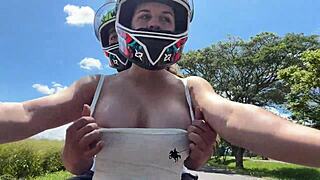 Stepmom picks me up after school without wearing bra