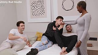 innocent ebony slut craves big cocks filling every hole in her wild gangbang dream