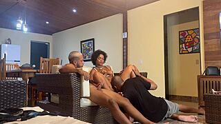 Latina stepdaughter's shocking mistake turns into intense threesome fuck