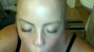 Nut Blasts Resaboo's Slutty Redhead Mouth After Interracial Big Black Cock Sucking