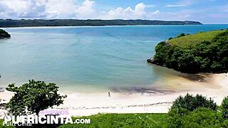 putri cinta shakes big ass tits poolside till she's dripping horny wet