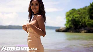 putri cinta shakes big ass tits poolside till she's dripping horny wet