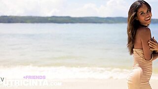 putri cinta shakes big ass tits poolside till she's dripping horny wet