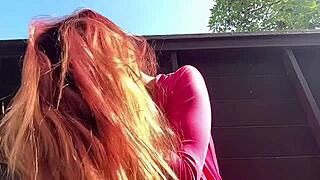 damn italian milf artemisia's long hair flies in outdoor fetish romp