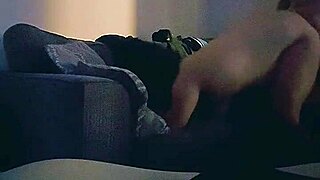 Horny wife bent over living room moaning as hubby fucks her tight pussy hard