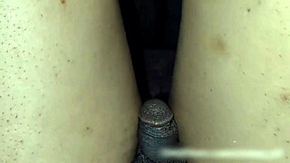 Tanned guy strokes small cock to hands-free orgasm explosion