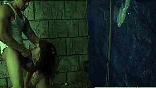 deep throat fuck machine binds teen for rough outdoor public orgy domination