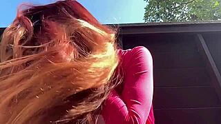 damn italian milf artemisia's long hair flies in outdoor fetish romp