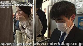 japanese milf groped on crowded train bends over for outdoor creampie fuck