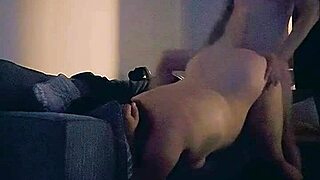 Horny wife bent over living room moaning as hubby fucks her tight pussy hard