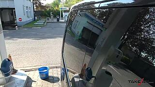 english whore hops in takevan and fucks for the ride