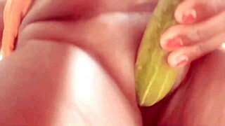 Rural Indian Girl Pounds Huge Vegetable into Dripping Wet Pussy Hard