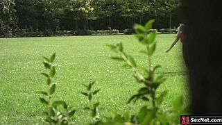 Two Petite Czech Lesbians Lick Tits, Pussy And Fuck BFF Outdoor With Dildo