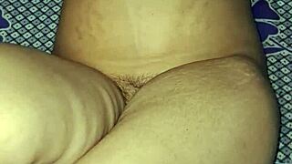 Indian bhabhi rams huge dildo deep in wet hairy pussy