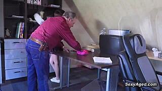 😍 Busty Ukrainian teen rides old man's cock hard 👴🔥