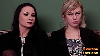 Bound babe's big ass dominated hard in threesome facial finish