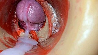 i'm trembling as internal cam shows his monster cock deep ejaculating huge load inseminating my tight wet swollen pussy
