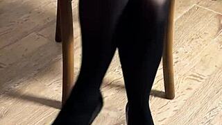 Petite Redhead Lifts SHORT SKIRT Reveals STOCKINGS Mobile 4K