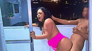 Latina slut sucks and fucks cock on medellin balcony - cars zoom by! 🌆🍆💦