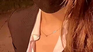 Japanese babe spreads legs for outdoor pussy pounding in public