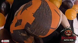 brazilian milf agatha rams bbc into halloween jack-o-lantern 