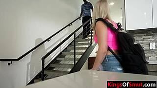 horny college blonde stepdaughter begs pierced black stepdad to fuck her hard