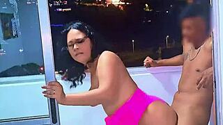 Latina slut sucks and fucks cock on medellin balcony - cars zoom by! 🌆🍆💦