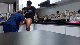 hey, watch me talk this thick colombian employee into kitchen fuck on the bed part 1