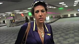 MILF STEWARDESS IN STOCKINGS GETS WRECKED BY HUGE BLACK COCK CUMSHOT!
