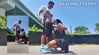 yo this ebony chick deepthroats big black cock sloppy outdoors like a real memphis dick eater