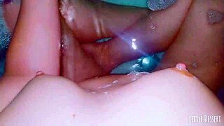 small titted teen gropes her wet pussy hard in the bath