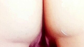 mature wife ENJOYS MOISTURISING MOMENT spreading shaved PUSSY lips