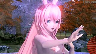 megurine luka's full nude mod reveals big tits ass pussy and boobs in single red leaf project diva