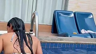 whoa check out this hot latina couple's pov blowjob compilation pool flashing and changing room fun 😍👅