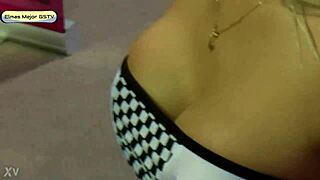 Russian Blonde's Skirt Hides Panties Tease