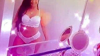 whoa look at this queen bee brunette with tanned skin beautiful soft hair filming creampie vids in sexy lingerie!