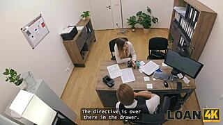 whoa she sucked his cock then got fucked hard on the office desk for that loan approval