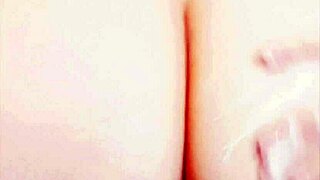 mature wife ENJOYS MOISTURISING MOMENT spreading shaved PUSSY lips